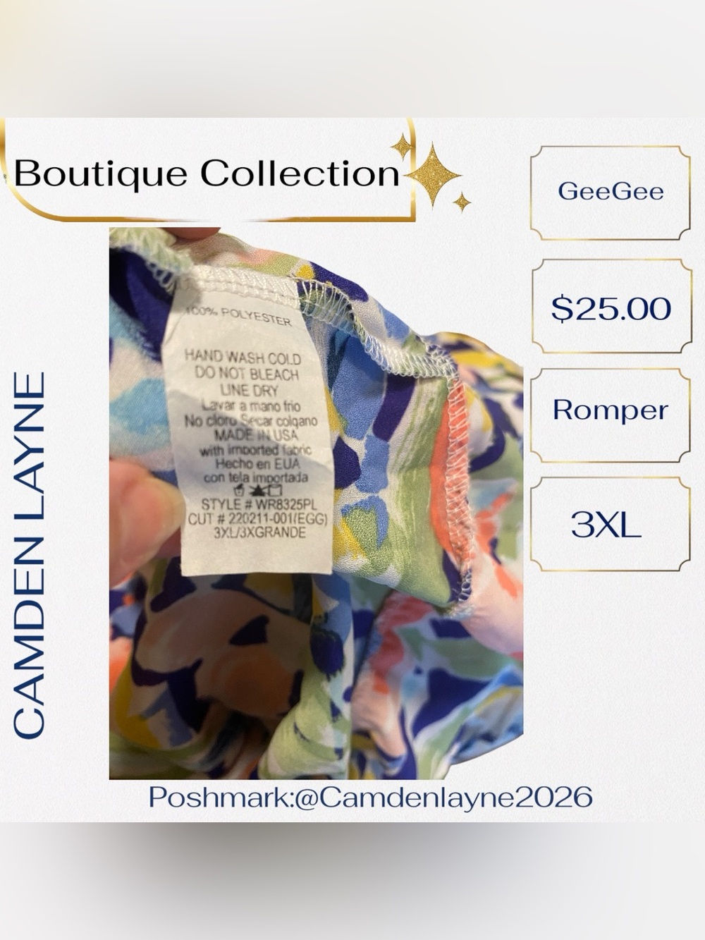 3XL Floral V-Neck Romper in Pastel Multi - Picture 13 of 13
